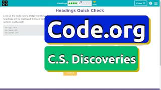 Code.org Lesson 3.5 Headings | Tutorial with Answers | Unit 2 Web Development | C.S. Discoveries