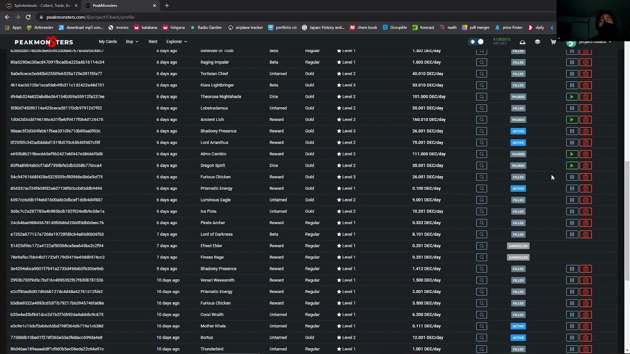 Splinterlands: How to Cancel Rental and Buying Bids on Peakmonsters