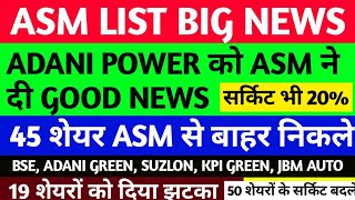 ASM LIST UPDATE TODAY, ADANI POWER SHARE NEWS, ADANI GREEN SHARE, BSE SHARE, SUZLON SHARE NEWS, BSE