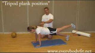 Tripod Plank - advanced plank variations, www.everybodyfit.net