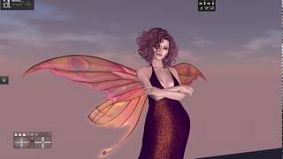 Violaine in Second Life, Fancy Fairy Titania Wings with new Iridescent Materials Textures - Test