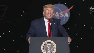 President Trump speaks at Kennedy Space Center after Nasa and SpaceX's historic launch 30 May 2020