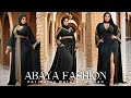  elegant black abaya with gold embroidery fashion for plus size curvy arabic natural women 