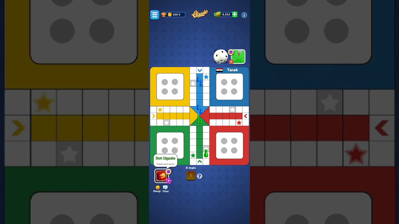 Jogando uma partida com o dado raro desbloqueado no jogo ludo club (AL