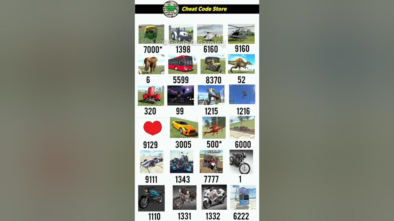 Indian Bikes Driving 3D || All NEW CHEATS CODES #shorts #short
