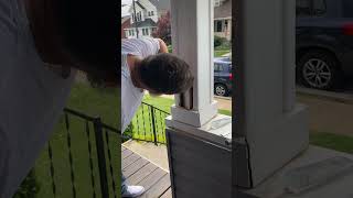 Man Frees Bird Trapped in House Column