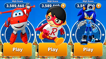 Super Wings Jett Run vs Sonic Dash vs Tag with Ryan Gameplay