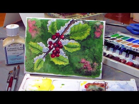 How To Paint Holly in Watercolor! Christmas Card Idea my crafting channel shop