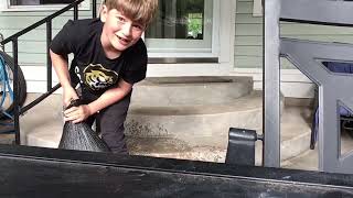 Trying to destroy a Trash bag with water inside