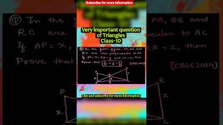 Very important question of Triangles Class 10 #shorts #edit #mathematiclass10 #triangle