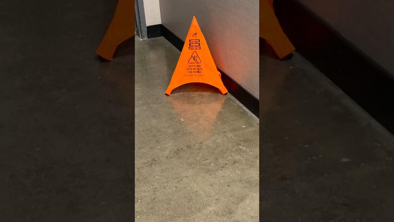Orange caution wet floor pop-up signs! 