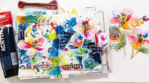 Mixed Media Art Journal Collage & Watercolor Flower Painting Tutorial
