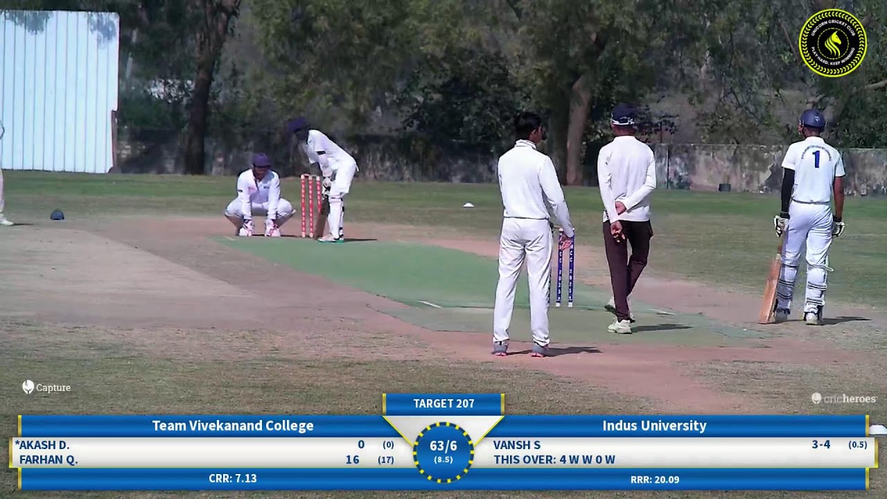 Indus University vs Team Vivekanand College live cricket match | 06-Jan-26 11:27 AM 16 live - INDUS