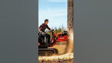 Wait for it 😲 Girl Controls GIANT Hydraulic Chainsaw#shorts #chainsaw #excavator #treecutting #viral