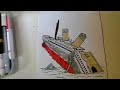 Titanic coloring sinking easy tutorial