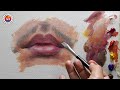 You need only one brush  realistic lip painting tutorial with acrylic  by debojyoti boruah