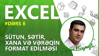 #Exceldərsləri | Dərs 8 | Excel - Sütün, sətir, xana və vərəqin format edilməsi screenshot 5
