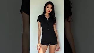 Black Half-Oned Collared Bodysuit Jennie