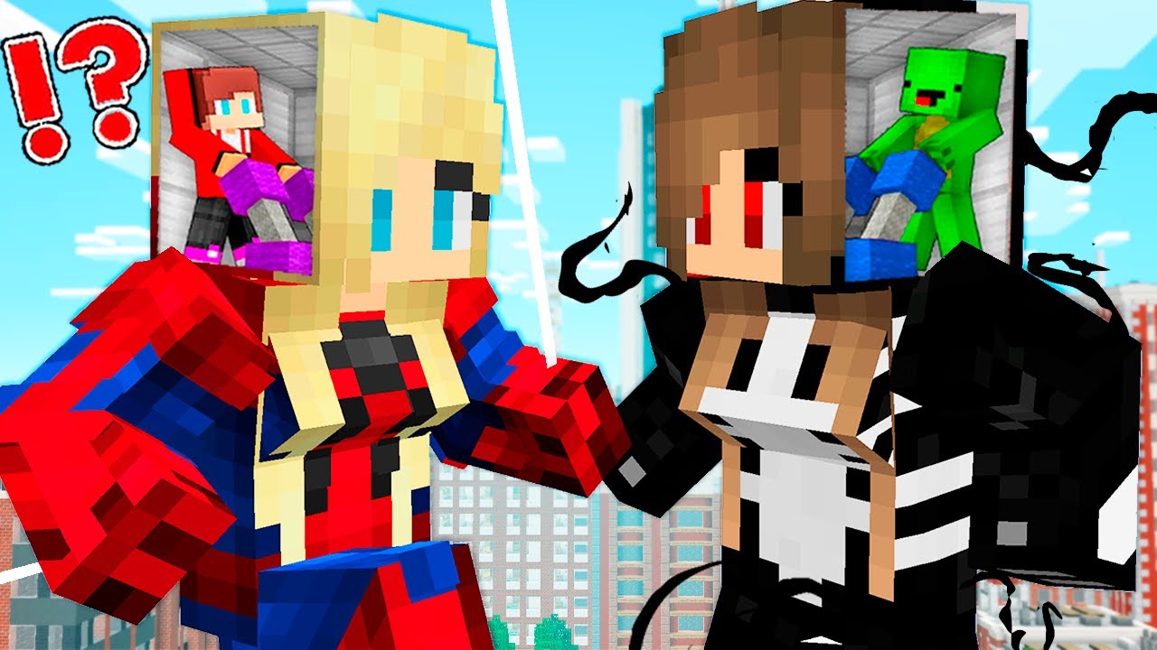 Джей-Джей стала ДЕВУШКОЙ-ПАУКОМ, встретила ДЕВУШКУ-ВЕНОМ Майки в ДЕРЕВНЕ Minecraft?! Супергеройск...