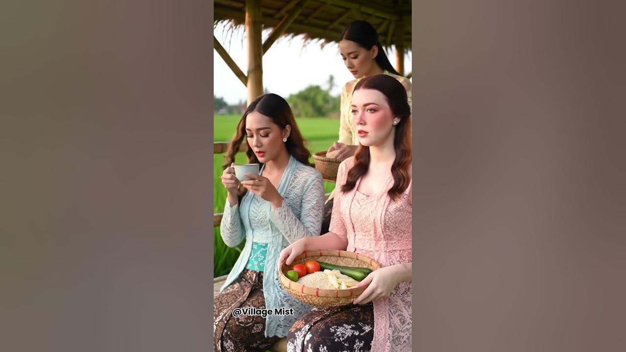 Golden Hour Sisters: Indonesian Rice Field Gazebo | Sunset Bonding #shorts #viral #viralvideo