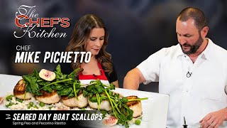 Seared Day Boat Scallops, Spring Pea and Pecorino Risotto | Chef Mike Pichetto