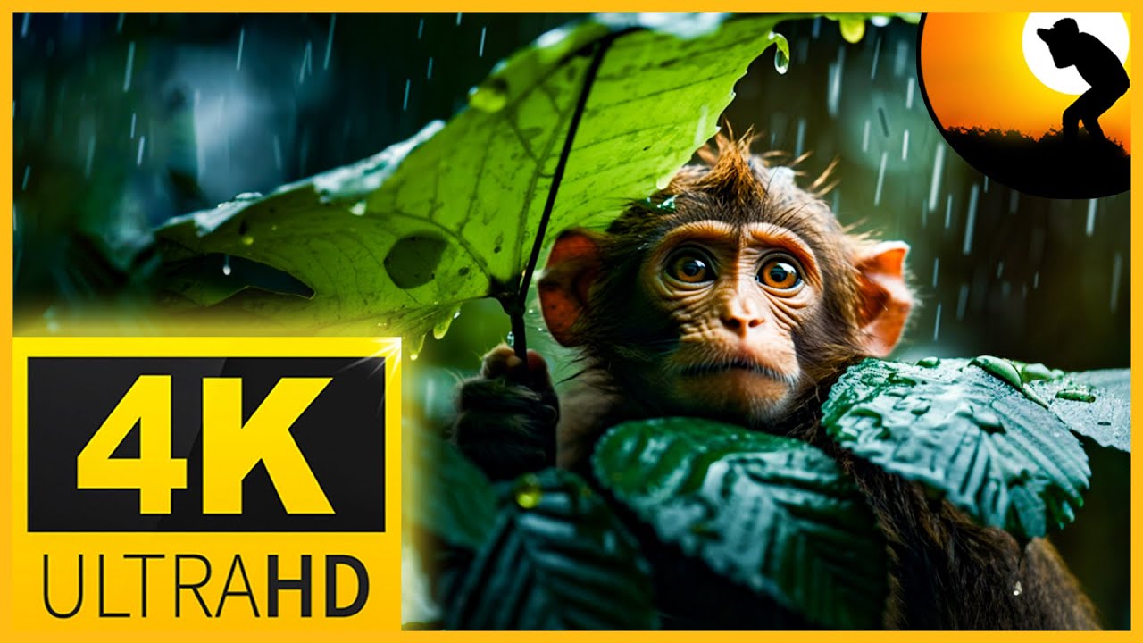 4K VIDEO ULTRAHD WILDLIFE ANIMALS IN RAIN   NATURE RELAXATION FOR 8K AND 4K TV