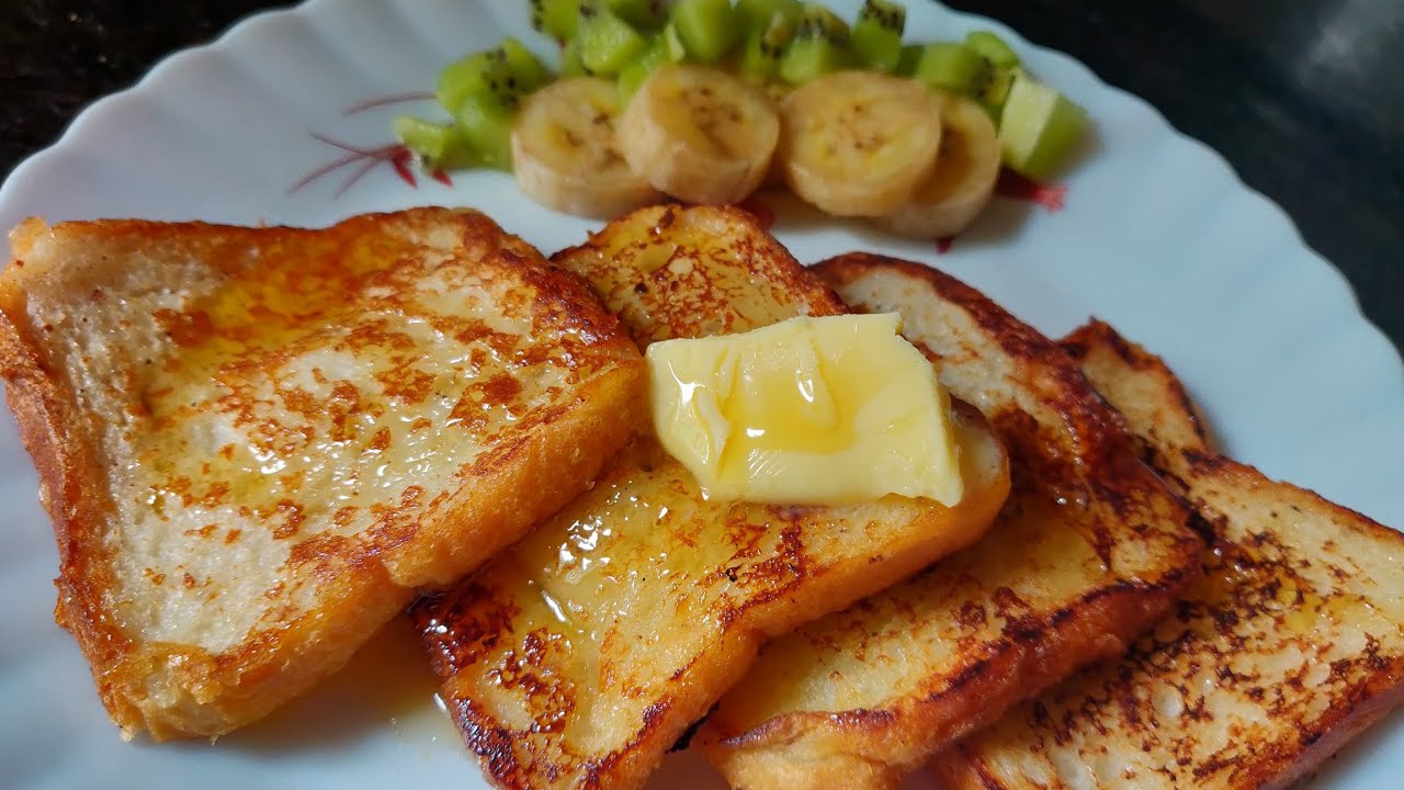 Eggless french toast sweet bread toast milk bread toast healthy