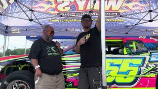 Josh Way At Lorain County Speedway Being Interviewed By Hands Racing Network .