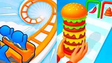 Rollor Coster 🆚 Burger Master 🌻❄️🌈🌺- All Levels SpeedRun Gameplay Android iOS Update Ep-1