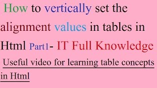 Table Cells Vertical align in Html  in hindi Part 1