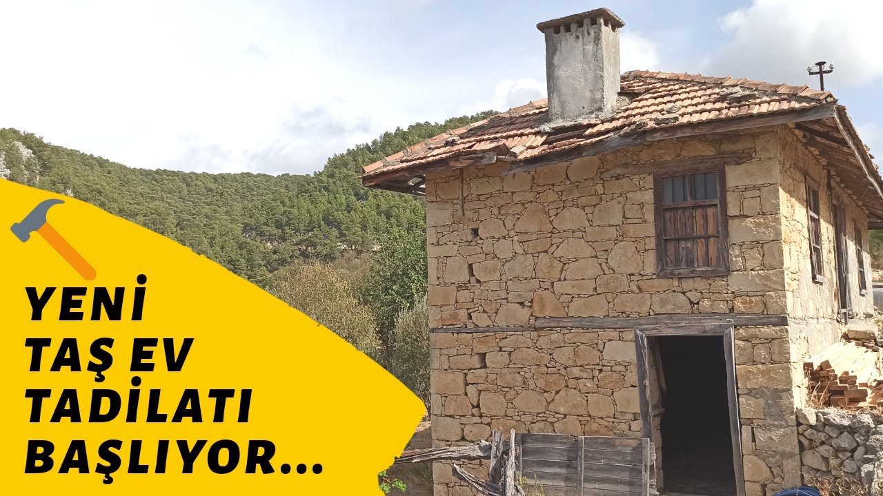 alanya da iki katli tas evi tadilat yapiyoruz koy evi yapimi youtube koy evi evler mini ev planlari