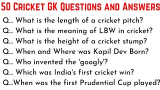 50 Cricket GK Quiz Questions and Answers | Cricket GK Quiz | Sports GK | Sports Gk in English screenshot 3