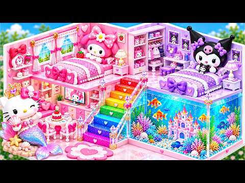Make Pretty Hello Kitty House with Giant Rainbow Slide & Aquarium for Kuromi ❤️ DIY House