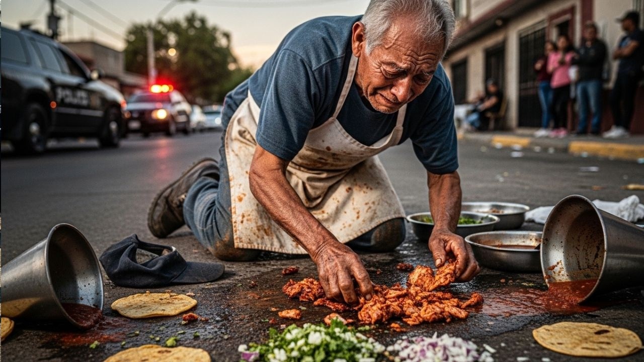 POLICÍA CORRUPTO DESTRUYÓ EL PUESTO DE TACOS DE UN ANCIANO… Y COMETIÓ UN GRAVE ERROR