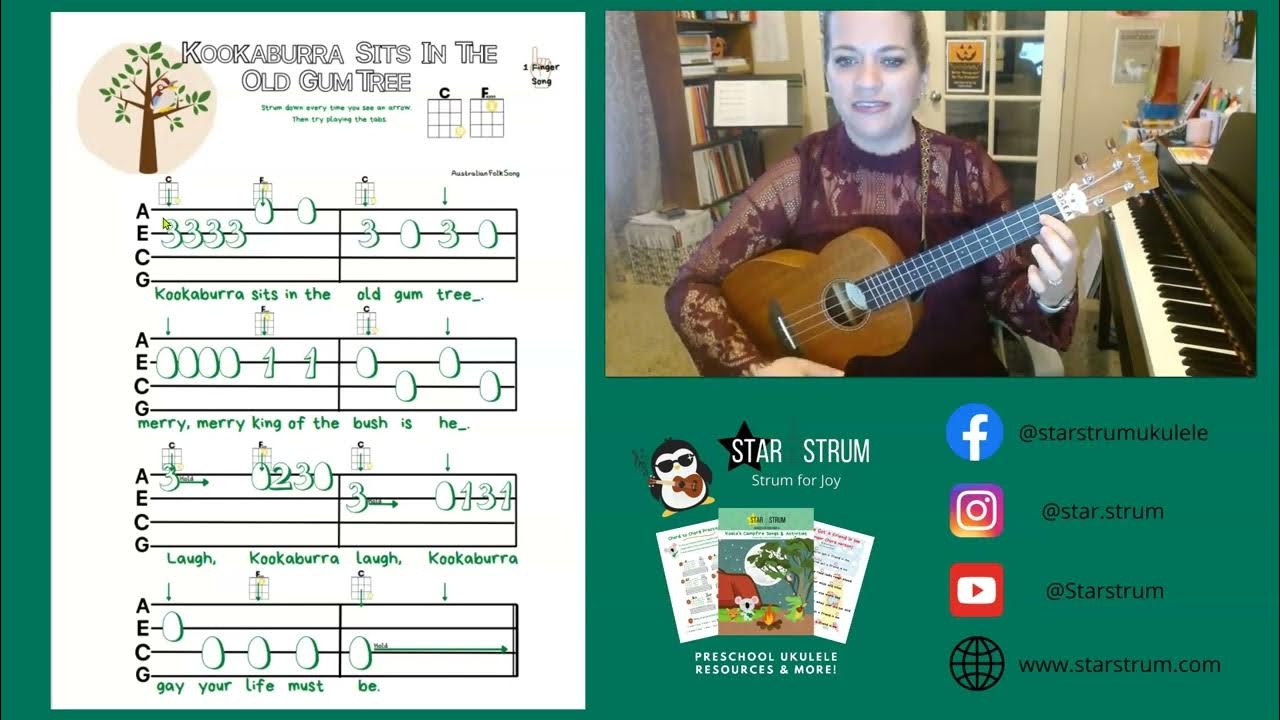 Kookaburra Sits in the Old Gum Tree Ukulele for Kids YouTube