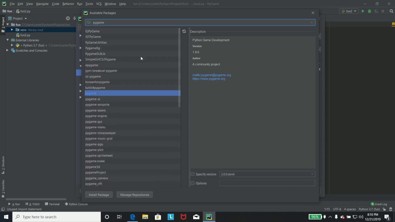 How To Install Pygame On Pycharm 2019.3 (Python Tutorial - Works In 2022!)