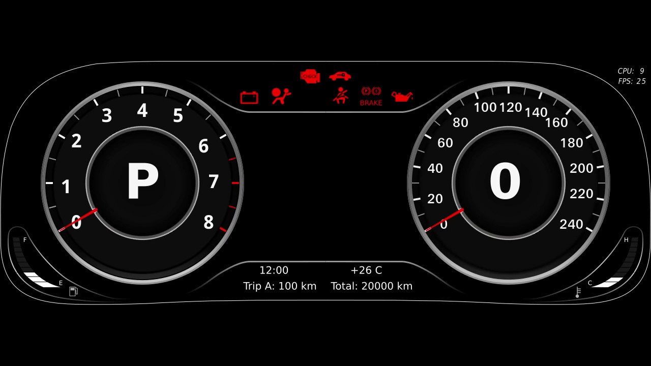 Графическая панель приборов в стиле AUDI (Digital cluster AUDI style ...