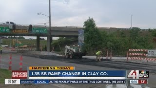 Old I-35 ramp closing new ramp opening at Pleasant Valley Road in Clay County