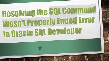 Resolving the SQL Command Wasn