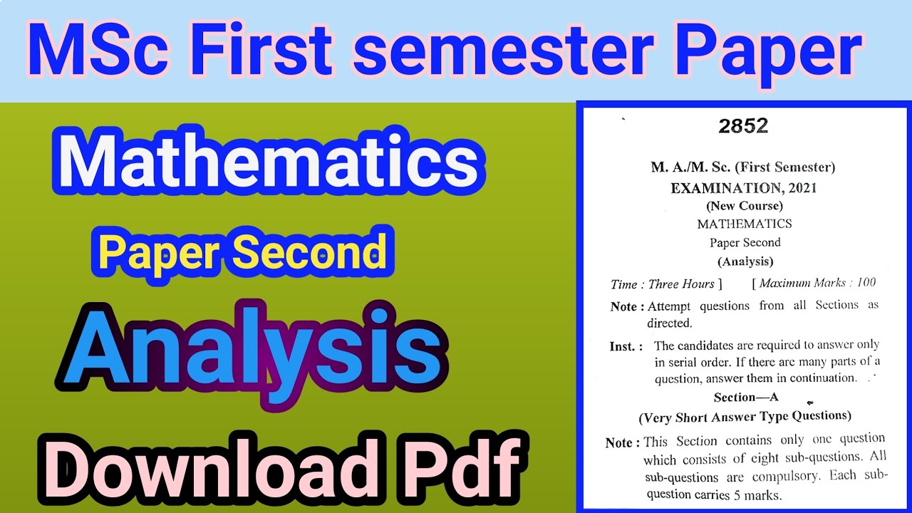 Analysis Paper l Msc first semester paper l Msc Mathematics Paper l 