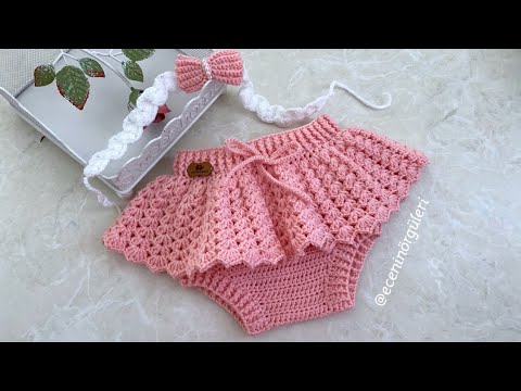 Tığ işi Bebek Etek Şort / 6 -12 Ay /Tığ işi Tulum /Baby Romper