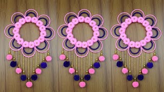 Woolen Craft Idea - Wall Hanging Toran With Old Bangles - Woolen Art And Craft - Best Reuse Ideas