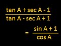 Trigonometry : Proving equations : using 1   tan^2 A = sec^2 A : Solved example
