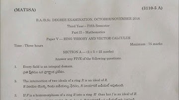 BSC-DEGREE(ANU)5th SEM 2018 MATHS PAPER 5||DEGREE EXAM PAPERS||#degree_exam_papers
