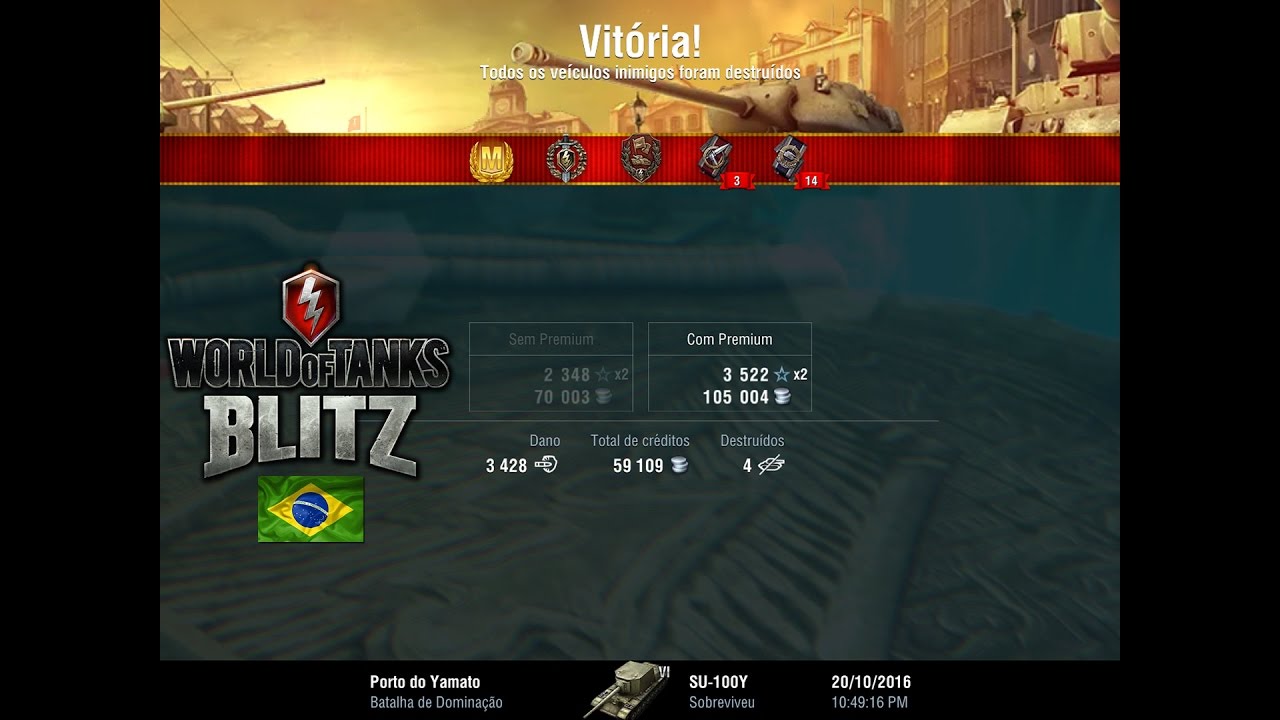 wot replay World of Tanks Blitz - SU 100Y (Mastery) - Premium - Game Play ( 3428 Damage - 4 Kills)