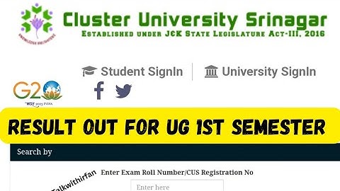 Cluster University Srinagar UG 1st Semester RESULT out For Regular Batch 2022
