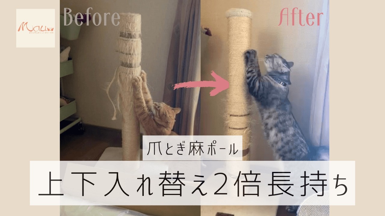 上下を入れ替えて2倍長持ち！爪とぎ麻ポール【キャットタワー専門店Mau