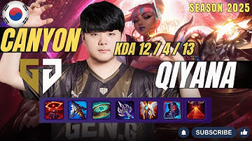 GEN Canyon QIYANA vs SYLAS Jungle - Patch 25.23 KR Ranked | lolrec