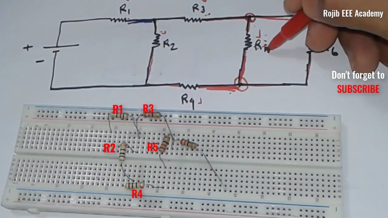 Series Parallel Hard Combination Circuit On a BreadBoard With English