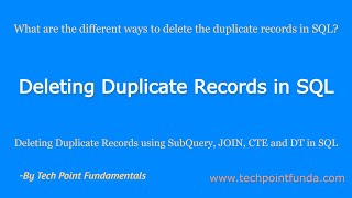 Deleting Duplicate Records in SQL | Different Ways to Delete Duplicate Records in SQL